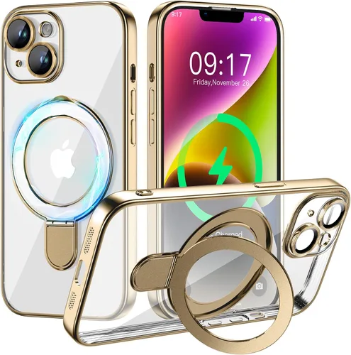 Vista 77 de Funda magnética para iPhone 14 Pro con soporte invisible [compatible con MagSafe] [protector completo de lente de cámara]