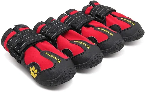 Vista 8 de TRUE LOVE Zapatos para perros Botas de lluvia antideslizantes impermeables con reflectante TLS3961 (negro, 1#)