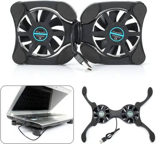 Vista 4 de Base de refrigeración para laptop, plegable, almohadilla de refrigeración ergonómica ventilada con ventiladores, se adapta a la base de enfriamiento
