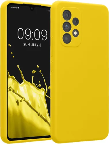 Vista 113 de kwmobile Funda compatible con Samsung Galaxy A13 4G - Funda delgada de silicona TPU - Acabado suave al tacto - Amarillo radiante