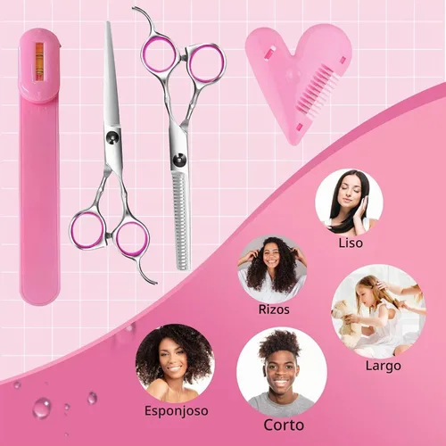 Vista 9 de Kit de corte de cabello para cortar cabello en casa, tijeras de cabello, recortadora de puntas abiertas, clips de flequillo, herramientas