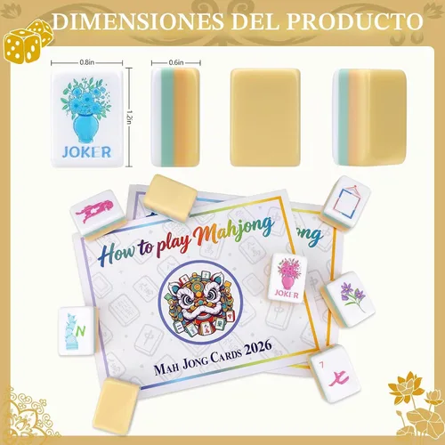 Vista 2 de American Mahjong Tile Set for Mah Jong Lovers, Adult, Beginners Brown