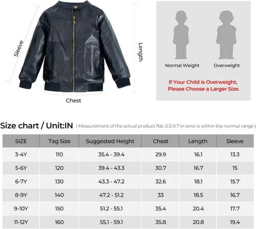 Vista 5 de Elife Chaqueta de moto de primavera de cuero PU con cuello alto para niño