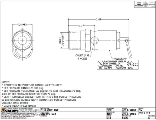 Vista 6 de Nuevo 1/2 "NPT 200 PSI compresor de aire de seguridad alivio válvula de presión tanque pop off