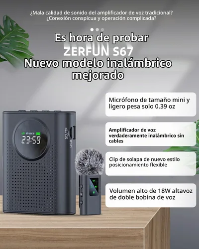 Vista 2 de S67 Amplificador de voz Micrófono inalámbrico para profesores aula