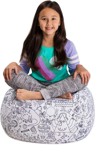 Vista 16 de Posh Creations Funda de puf para niños con almacenamiento para animales de peluche - Organizador de juguetes para niños, Mediano 68.58 cm - Lona
