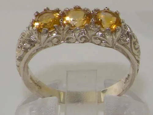 Vista 2 de Anillo de plata de ley 925 con citrino auténtico para mujer