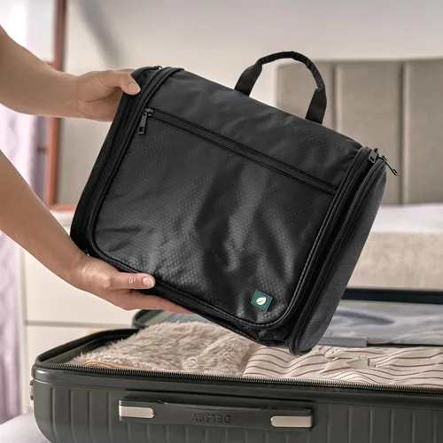 Vista 7 de PAVILIA Neceser colgante grande, bolsa de viaje para mujeres y hombres, organizador de cosméticos, bolsa de maquillaje resistente al agua