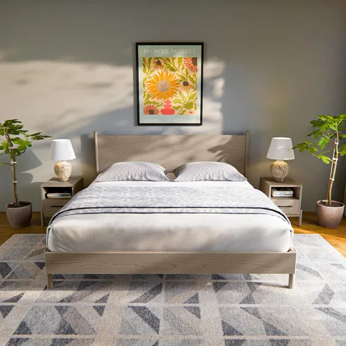 Vista 7 de Bme Lyra Mesita de noche, mesa auxiliar de madera maciza, fácil montaje, con 2 cajones de almacenamiento para sala de estar y dormitorio, moderna