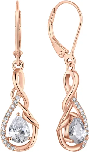 Vista 22 de Starchenie Infinity Dangle Drop Earrings for Women 925 Sterling Silver Leverback Earrings Birthstone Jewelry 01-ene-naranja rojo