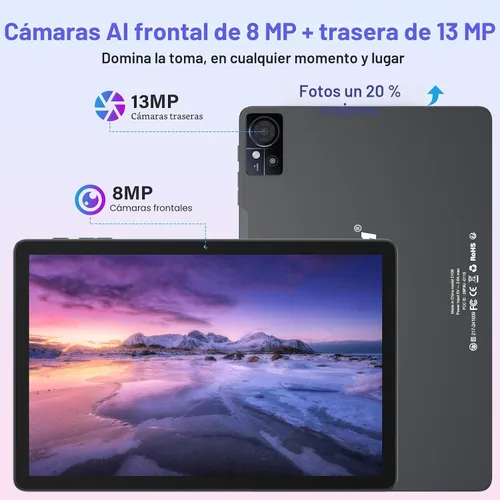 Vista 5 de Tablet Android 16 de 11 pulgadas, 16 GB + 128 GB, tabletas 2 en 1 con teclado MTK8786 Octa-Core Processor, 1TB Expand, 21MP Camera, 7000mAh