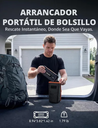 Vista 9 de AstroAI S8 Ultra 12V 4000A Lithium Jump Starter Up to All Gas/12L Diesel Naranja
