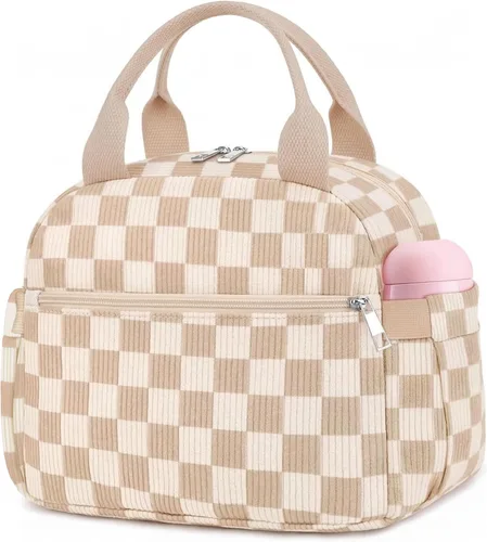 Vista 33 de KUBYA Lonchera de Pana Bolsa de Almuerzo para Mujeres y Hombres, Linda Fresa Pequeña Aislada Reutilizable Trabajo A Prueba de Fugas Simple Loncheras