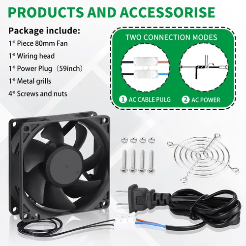 Vista 9 de EC Ventilador axial AC 110V 115V 120V 220V 240V Ventilador de computadora con enchufe de CA Ventilador de refrigeración sin escobillas