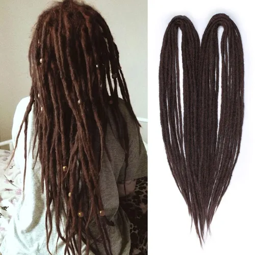 Vista 33 de Kraler Extensiones de Rastas Azules de Doble Extremo de 18 Pulgadas, 20 Hebras Sintéticas DE Extensiones de Rastas Hechas a Mano, Estilo de Rastas