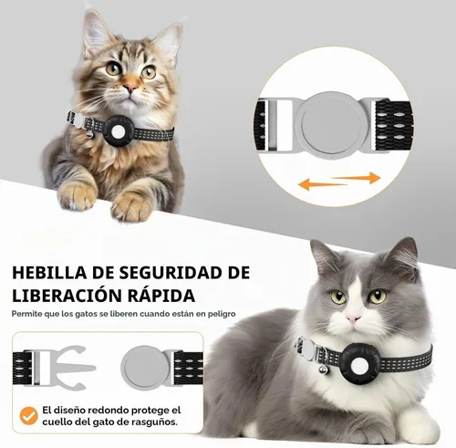 Vista 5 de Rastreador GPS para gatos, mini rastreador de gatos, rastreador de mascotas, sin tarifa mensual, compatible con Apple Find My(solo iOS)