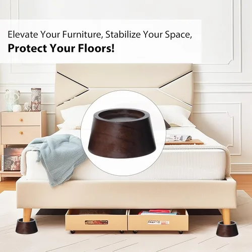 Vista 6 de Elevadores de cama de madera de pino de alta calidad, elevadores resistentes para soporte resistente y decoración mejorada