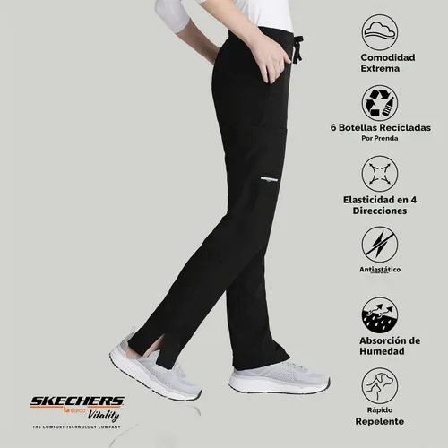 Vista 6 de BARCO Skechers Vitality Charge - Pantalón deportivo ajustado para mujer, pantalones de tiro bajo con pierna cónica y elástico en 4 direcciones Negro