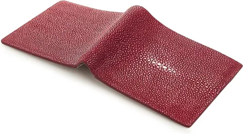 Vista 7 de Rojo Borgoña Stingray piel cuero cartera para hombre genuino