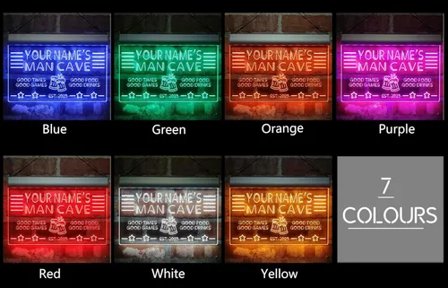 Vista 3 de ADVPRO Letrero de neón LED personalizado con texto en inglés "Man Cave Home Bar Est. Year Single Color LED Neon Sign 12 x 8.5" st4s32-x0012a-tm-b