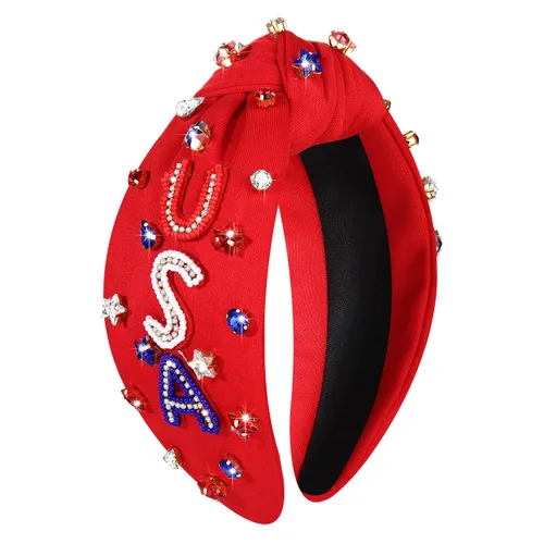 Vista 15 de NVENF Diadema con diamantes de imitación, estrella de la bandera estadounidense, accesorio del 4 de julio para mujer