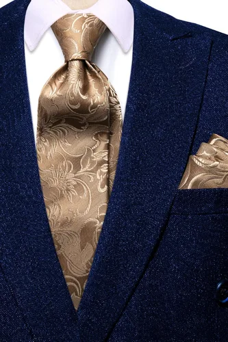 Vista 7 de Hi-Tie Mens Silk Paisley Necktie and Pocket Square Cufflinks Set for Wedding Business