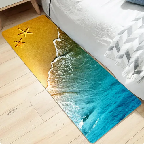 Vista 28 de LYFANS Alfombras de baño de espuma de esponja absorbente suave para baño y cocina (23.5 x 59 pulgadas), tapete de franela antideslizante brillante