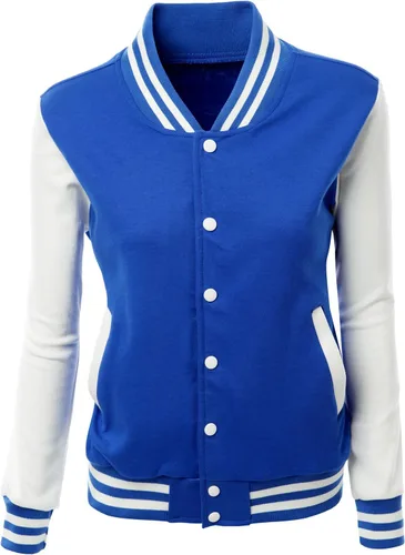 Vista 2 de Chaqueta universitaria con estilo para mujer, de manga larga, con contraste