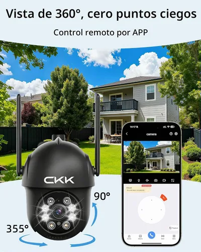 Vista 5 de CKK Poder con cable al aire libre de la cámara de seguridad 2K, cámaras Paquete de 4