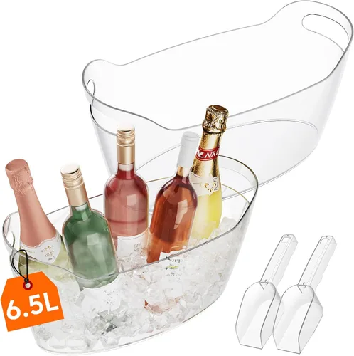 Vista 14 de Lifewit Cubo de Hielo Grande de 6.5L para Fiestas, Cubo de Bebidas Portátil para Bar de Cócteles, Enfriador de Plástico para Champán