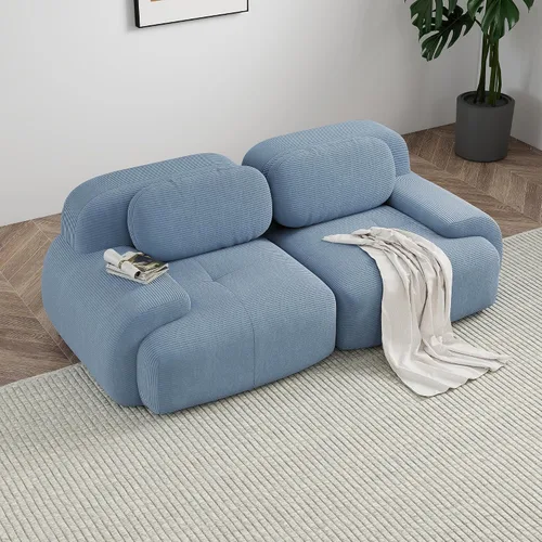 Vista 74 de Sofá sin hueso de 82 pulgadas, cómodo sofá cama de dos plazas, sofá comprimido con asiento profundo, sofá nube de pana para sala de estar