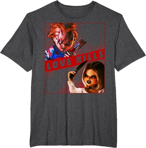 Vista 62 de Child's Play Chucky and Tiffany Love Kills T-Shirt Asphalt Grey