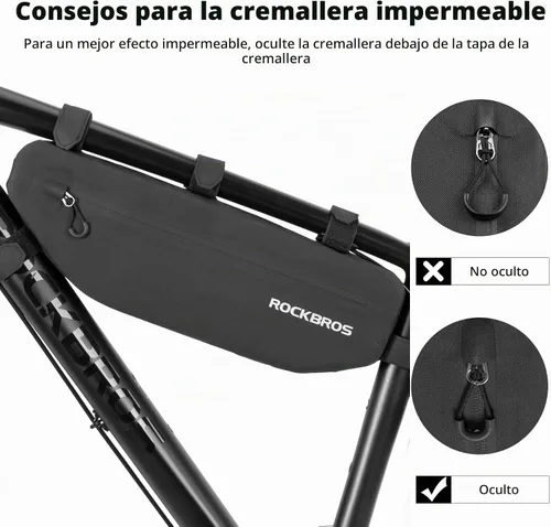 Vista 7 de ROCKBROS Bolsa de Marco de Bicicleta Impermeable Bolsa Triangular de Bicicleta Bolsa Bajo el Tubo Superior Bolsa de Esquina Bolsa de Almacenamiento