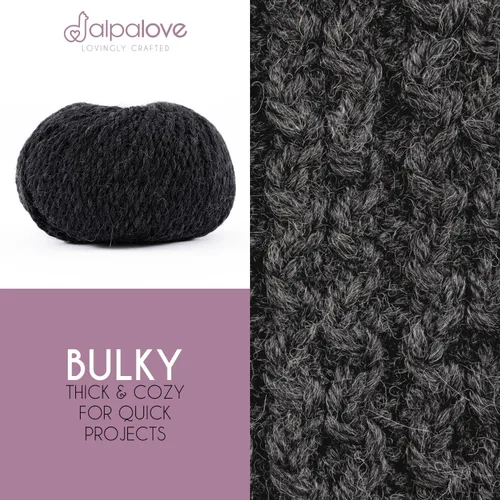 Vista 2 de Set de Lana Abultada (6 x 50 g) Súper Suave de Alpaca Bebé para Tejer Antracita 300 Metros