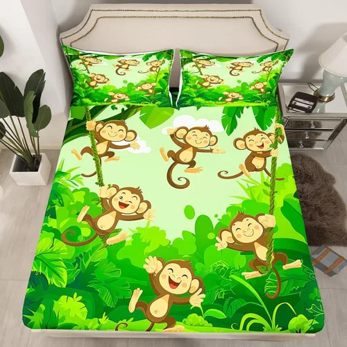 Vista 30 de Erosebridal Sábanas de Cama para Niños de Gato Lindo Tamaño Twin Línea de Arcoíris Neón Sábana Ajustable de Gato con Bolsillo Profundo para Niñas