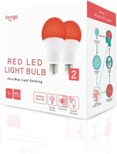 Vista 9 de hooga Bombilla para dormir, bombillas ámbar para terapia del sueño, bloqueo de luz azul, bombillas tenues de 1600 K equivalentes a 7 W, luz calmante