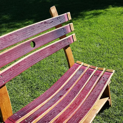 Vista 3 de Banco de jardín pequeño de barril de vino - Barril de vino hecho a mano Muebles de barril de vino