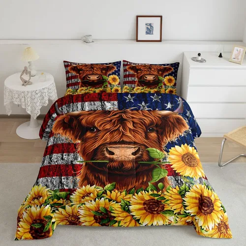 Vista 12 de Erosebridal Juego de edredón rústico de vaca, tamaño individual, juego de ropa de cama retro de piel de vaca para niños y niñas, relleno de edredón