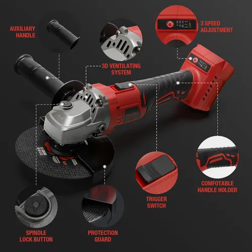 Vista 7 de Amoladora angular inalámbrica para batería Milwaukee M18 de 18 V, sin escobillas, amoladora inalámbrica de 4 1/2 pulgadas, velocidad variable