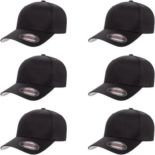 Vista 9 de Gorra de béisbol Flexfit Wooly Combed Premium de 6 paneles estructurada Ajuste elástico Paquete al por mayor disponible Negro