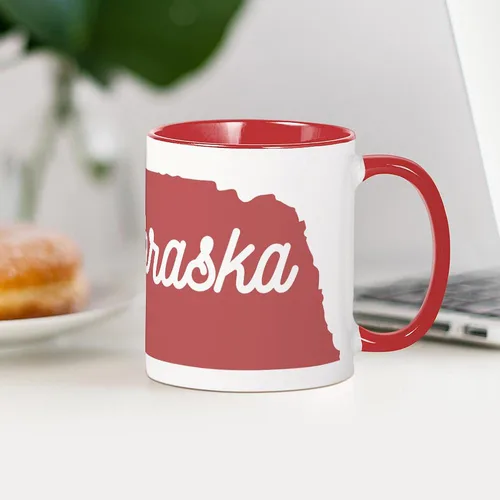 Vista 90 de CafePress I Love Nebraska Taza de café de cerámica de 11 oz (11.0 fl oz)