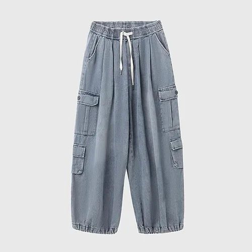 Vista 6 de Pantalones de mezclilla holgados para mujer, pantalones cargo grunge Y2K Emo Demin, ropa gótica de paracaídas, pantalones deportivos vintage