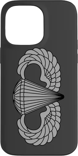 Vista 20 de Insignia básica de paracaidista para iPhone 14, alas de salto aerotransportadas, funda gris