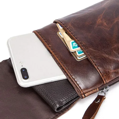 Vista 6 de Hebetag Bolso pequeño de cuero para cinturón de teléfono, monedero para hombre, funda de bucle, paquete de cintura, mensajero de viaje, bolsa