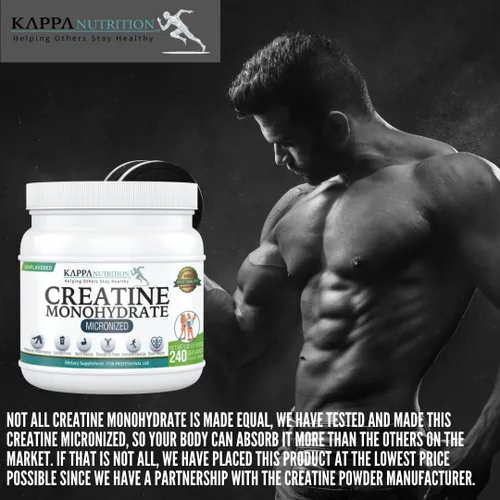 Vista 3 de Kappa Nutrition Monohidrato de creatina en polvo, fórmula de aminoácidos puros, apoya la fuerza muscular, la energía celular y el enfoque mental*