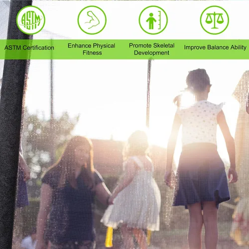 Vista 8 de Giantex Trampolín rectangular de 8 pies x 14 pies con certificación ASTM con recinto, escalera, marco de acero galvanizado de doble cara, carga