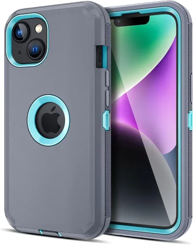 Vista 21 de Jiunai Funda para iPhone 14 Plus a Prueba de Golpes Antipolvo Protección de Servicio Pesado Protectora Antiarañazos de Doble Capa Resistente Rugosa