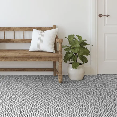 Vista 2 de RoomMates FT4602BX Santorini - Azulejo de suelo para despegar y pegar en blanco y negro