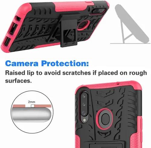 Vista 6 de Asuwish Funda de teléfono para Samsung Galaxy A20s con protector de pantalla de vidrio templado y soporte delgado, híbrida, resistente, funda