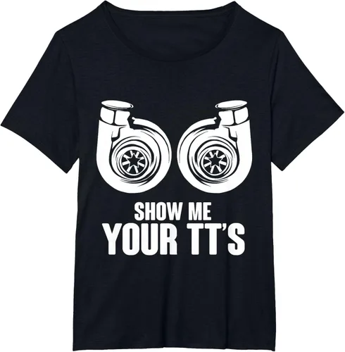 Vista 68 de Funny Show Me Your TT's Twin Turbo Car Racing Camiseta, Negro, S